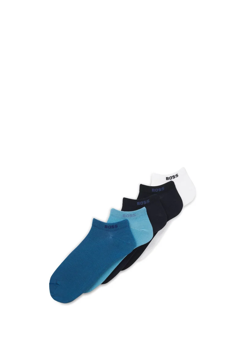 بوس Five-pack of cotton-blend ankle socks with branding