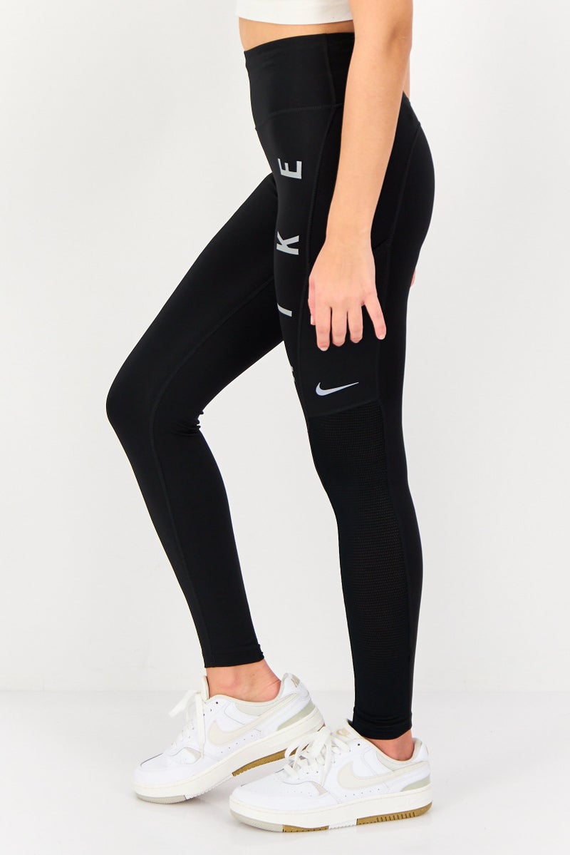 Nike  leggings جري للنساء بشعار العلامة التجارية، أسود - Image 2