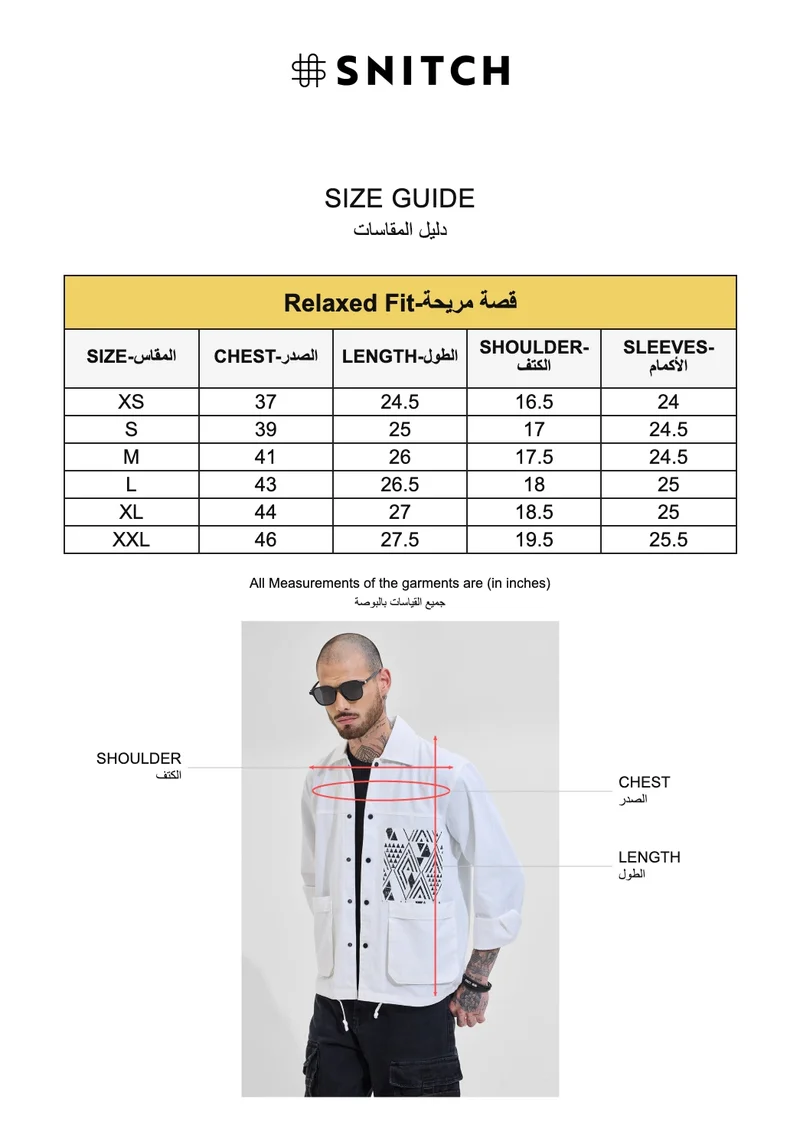 SNITCH White Geometric Printed Jacket