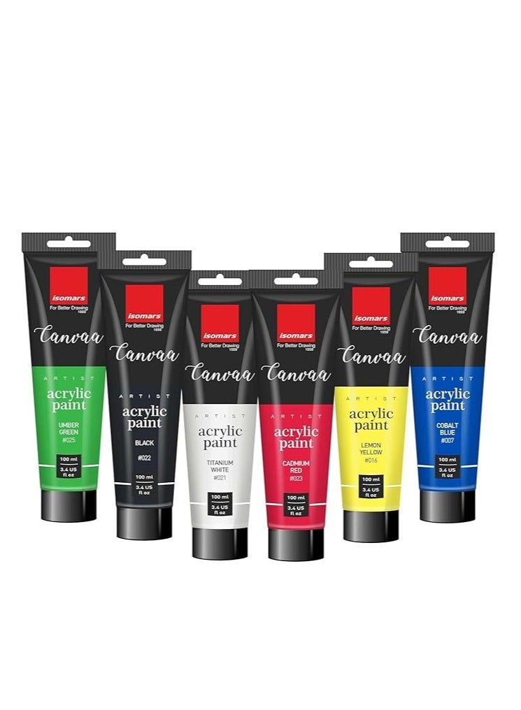Isomers Canvaa Acrylic Paint 100ml Vibrant Pigmented & Fadeproof Colors - ARTIST SERIES - For Canvas Painting, Scrap Book, Paper Board, Wood & Terracotta Titinum White - Image 3