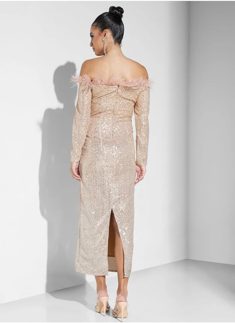 Threadz by Ajooni Bardot Sequin Dress