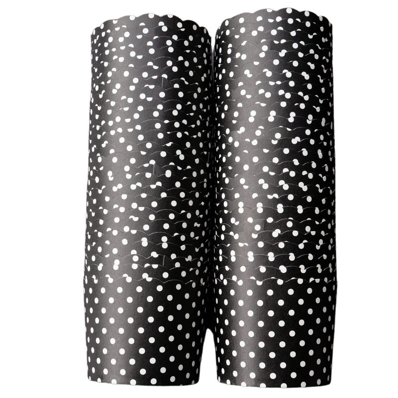 BAKEINCUP 50Pack Paper Baking Cups Greaseproof Disposable Cupcake Muffin Liners Large Black Polka Dots