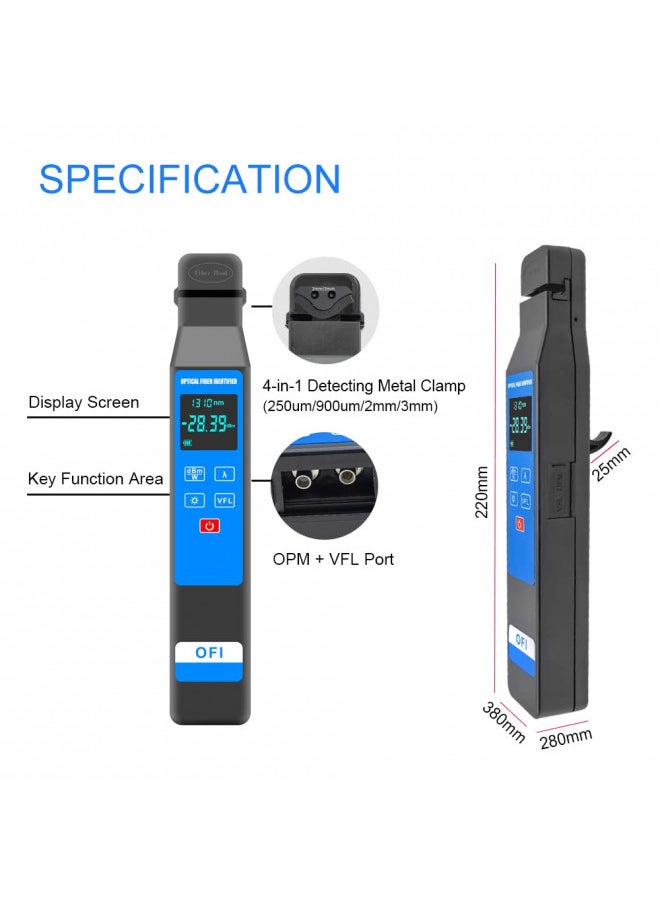D YEDEMC D YEDEMC Live Optical Fiber Identifier with Wave Respond 800-1700nm Built in 10KM VFL and Optical Power Meter OPM Functions FTTH Tool (YD-3309D)  - Image 4