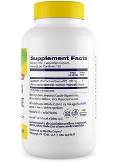 Healthy Origins Quercetin Phytosome 500 Mg (Quercefit High Bioavailability Immune Support Respiratory Support Vegan Nongmo Gluten Free) 120 Veggie Caps  - Image 3