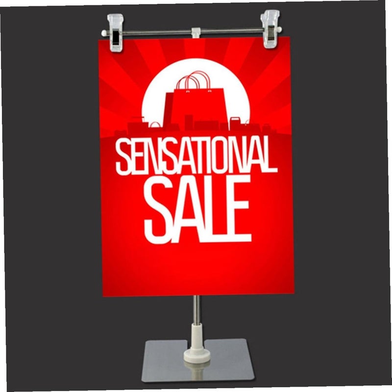 Adjustable Stainless Steel T-shape Desktop Poster Stand, Multipurpose Height Adjustable Advertising Holder for Store Signs and Display - Image 5