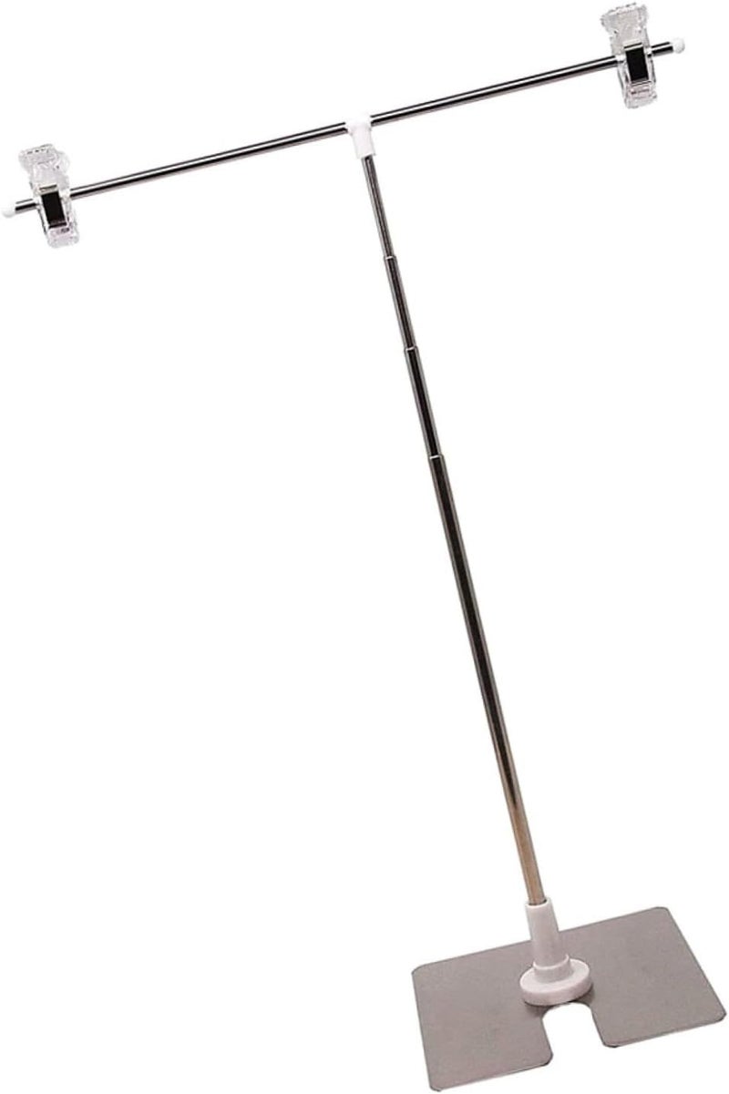 Adjustable Stainless Steel T-shape Desktop Poster Stand, Multipurpose Height Adjustable Advertising Holder for Store Signs and Display - Image 1