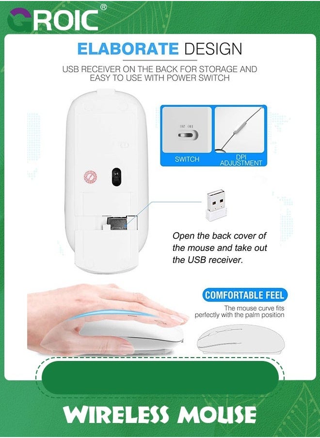 GROIC Wireless Mouse, 2.4G Noiseless Mouse with USB Receiver Portable Computer for PC, Tablet, Laptop,Slim Silent Mice  - Image 3