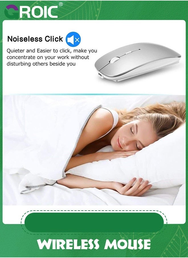 GROIC Wireless Mouse, 2.4G Noiseless Mouse with USB Receiver Portable Computer for PC, Tablet, Laptop,Slim Silent Mice  - Image 2