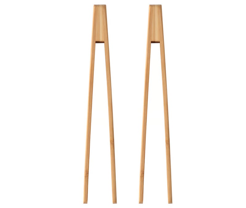 Bamboo Serving Tongs, Wooden Salad and Food Tongs, Eco-Friendly Durable Kitchen Utensil, Pack of 2 - Image 1