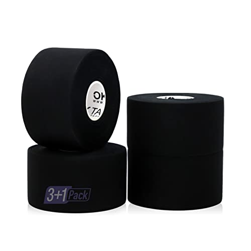 OK TAPE Athletic Sports Tape（4 Packs) - 45ft Per Roll Very Strong Tape for Athlete & Sport Trainers & First Aid Injury Wrap, Perfect for Fingers Ankles Wrist on Bat, Hockey Stick - Black - Image 1
