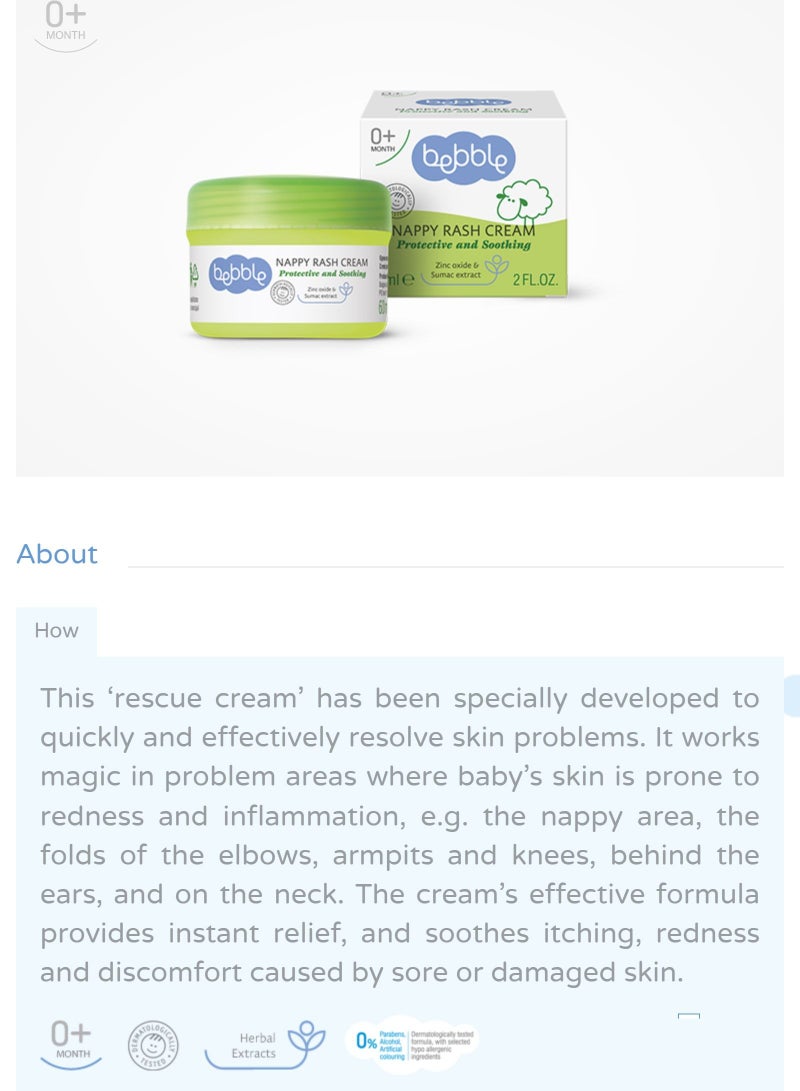bebble Baby Nappy Daiper Rash Cream | Instant Relief| Inflammation Redness Healing Ointment | 60ml - Image 3