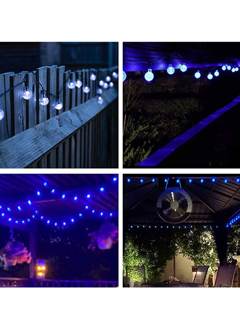 Y&D 50 Pcs LED Crystal Globe Outdoor Solar String Lights, Blue, 7M Length, Waterproof Lights Decorative with 8 Lighting Modes, Powered Patio for Garden Yard Party  - Image 4