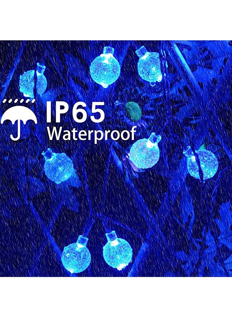 Y&D 50 Pcs LED Crystal Globe Outdoor Solar String Lights, Blue, 7M Length, Waterproof Lights Decorative with 8 Lighting Modes, Powered Patio for Garden Yard Party  - Image 5