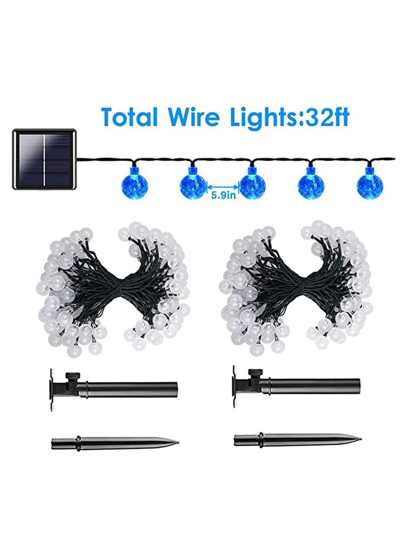 Y&D 50 Pcs LED Crystal Globe Outdoor Solar String Lights, Blue, 7M Length, Waterproof Lights Decorative with 8 Lighting Modes, Powered Patio for Garden Yard Party  - Image 2
