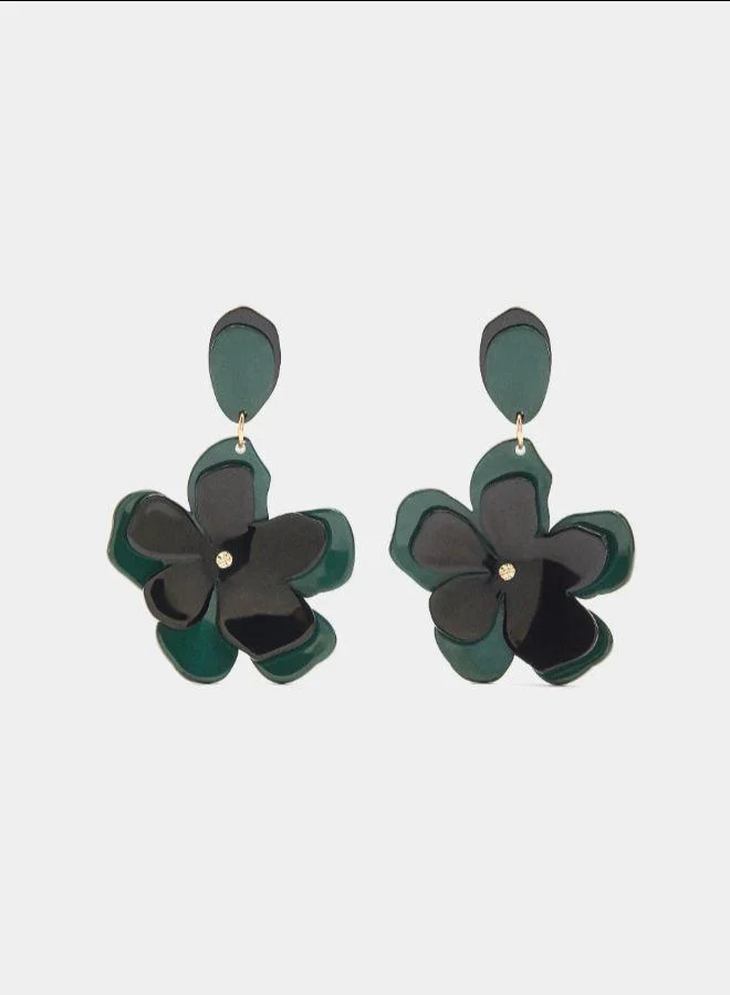 بارفوا أقراط زهرة مزدوجة مع راتنج متعددة الألوان