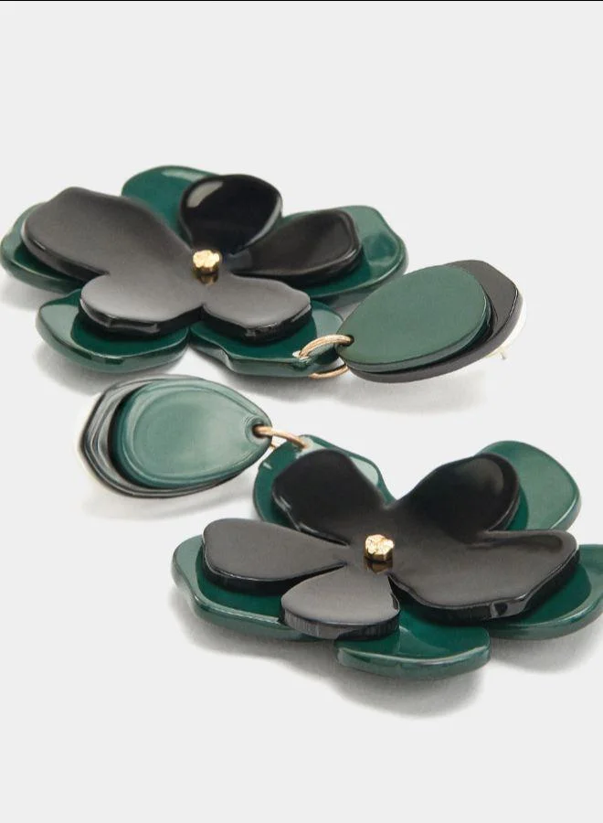 بارفوا أقراط زهرة مزدوجة مع راتنج متعددة الألوان