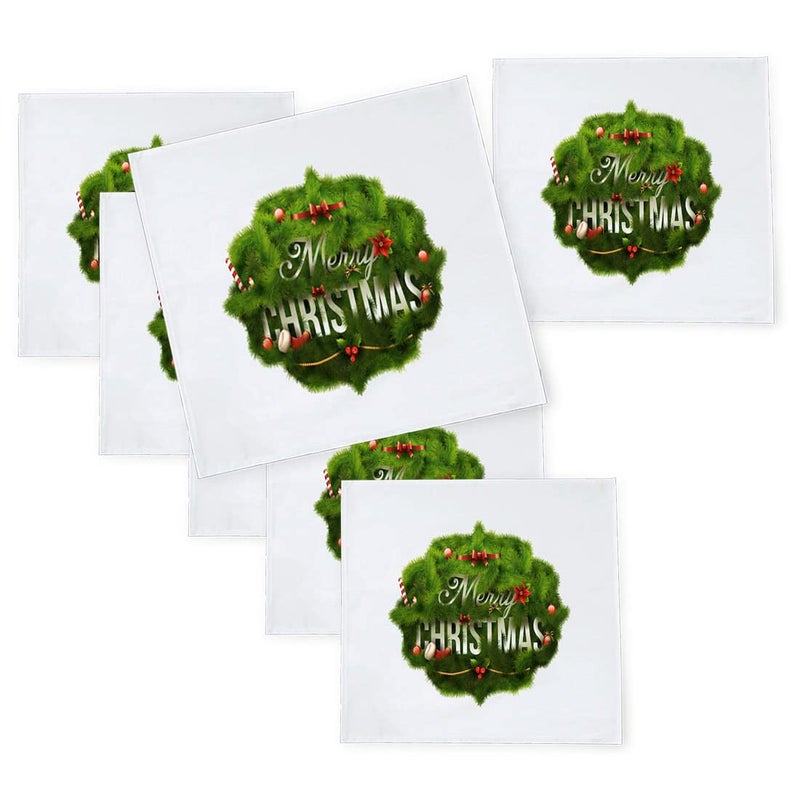 Khakee 6 Pcs Christmas Theme Silk Table Napkins 10x 10 for Xmas Decoration Christmas OrnamentsChristmas Giftxmas21228 - Image 1