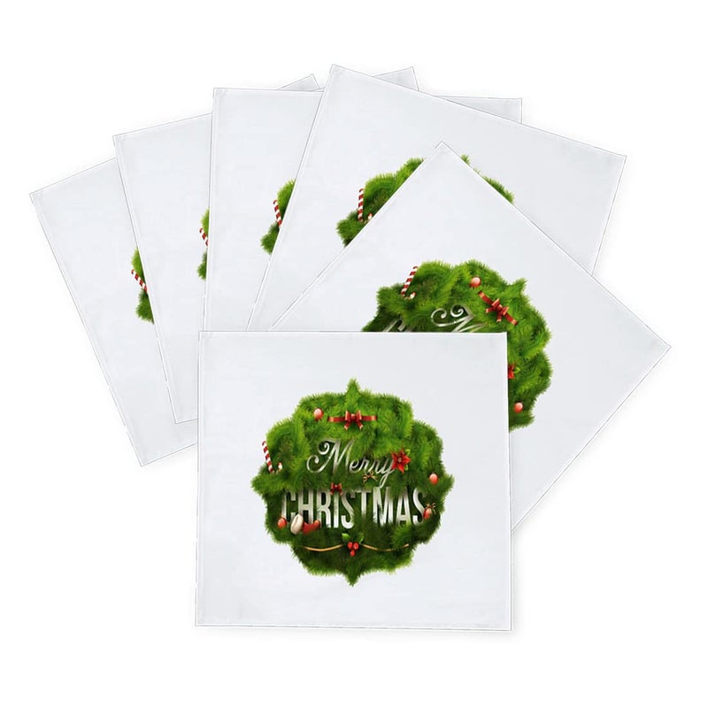 Khakee 6 Pcs Christmas Theme Silk Table Napkins 10x 10 for Xmas Decoration Christmas OrnamentsChristmas Giftxmas21228 - Image 2