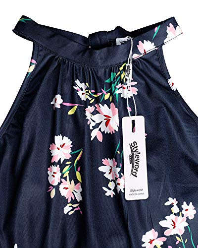 STYLEWORD 2025 Women's Summer Dress Maxi Sleeveless Elegant Formal Evening Halter Long Sping Dresses Wedding Trendy(Floral 21,S) - Image 3