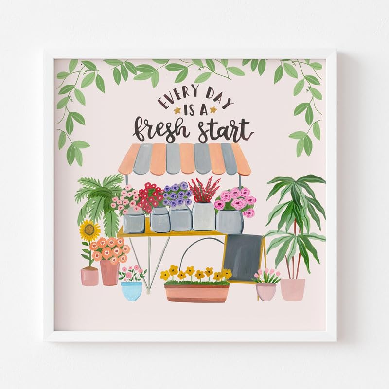 The Spring Palette (TSP) The Spring Palette Everyday Is A Fresh Start Modern Wall Painting Notes to Self Theme Modern Art Painting for Living Room Bed Room and Office 10 x 10 inches White Frame 