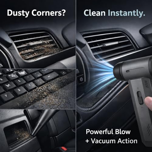 YOURKARTS.COM 2-in-1 Mini Turbo Air Blower & Vacuum Cleaner Fan 130000 RPM Powerful Air Duster | Portable Rechargeable Multi-Functional Cleaning Tool for Car, Computer, Home Use(air Blower f027) - Image 2