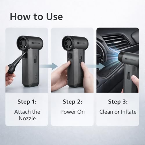 YOURKARTS.COM 2-in-1 Mini Turbo Air Blower & Vacuum Cleaner Fan 130000 RPM Powerful Air Duster | Portable Rechargeable Multi-Functional Cleaning Tool for Car, Computer, Home Use(air Blower f027) - Image 4