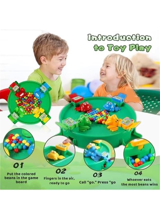 Classic Hungry Kids Board Games-Plastic Intense Game of Quick Reflexes Bead Toy,Children's Preschool Desktop Toy,Frog Eating Beads Game Fine Motor Training Toy for Kid Adult 2 to 4 Play - Image 2