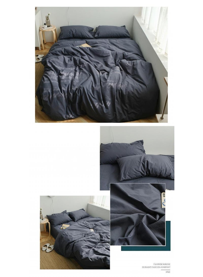 4-Piece Pure Cotton Solid Color Minimalist Style Comfortable Set King Size 220x240cm  - Image 2