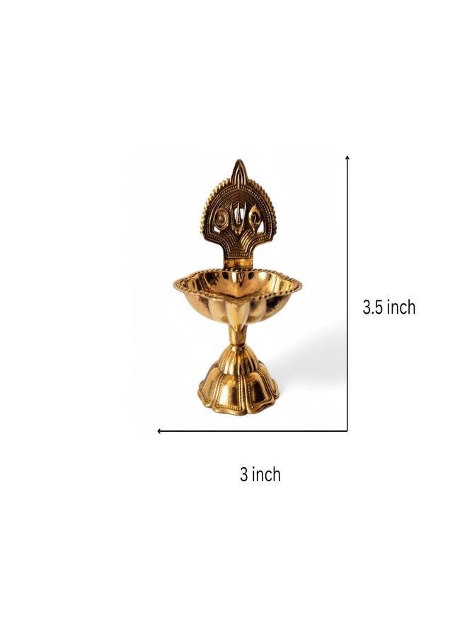 RAISOM Brass Shankha Chakra Balaji Tilak Diya | Premium Oil Lamp for Pooja, Home and Office Temple | Housewarming Gift, Diwali Puja and Festive Gifting | Height : 3.5 Inch, Weight : 65 Grams - Image 2