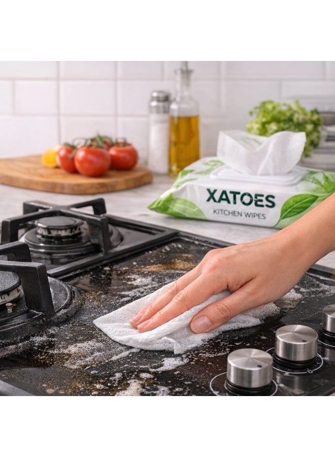 XATOES All purpose Cleaning Wipes, Baby-Wipes, 80 Sheets - Image 2