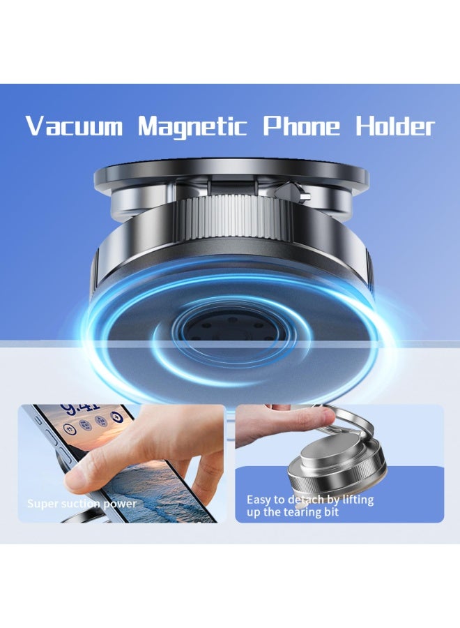 Vacuum Magnetic Phone Holder One-Handed Operation Foldable Adjustable Magnetic Phone Holder 360°Rotation for Car/Bathroom/Gym/Kitchen Multi-Scene Application (Black) - Image 4