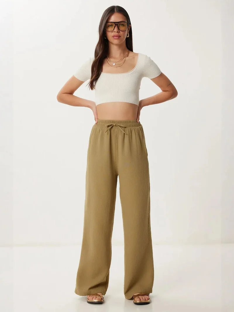 السعادة في إسطنبول ISTANBUL Wide Leg Drawstring Waist Pants with Binding Detail