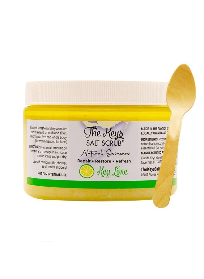 the keys salt scrub The Keys body Scrub - Made with Pure Florida Sea Salt Organic Essential Oils & Nutrients - Exfoliating Body Scrub with Wooden Spoon, scrub for feet, hands, and body (Key Lime, 12 oz). - Image 1