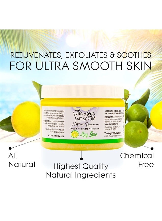 the keys salt scrub The Keys body Scrub - Made with Pure Florida Sea Salt Organic Essential Oils & Nutrients - Exfoliating Body Scrub with Wooden Spoon, scrub for feet, hands, and body (Key Lime, 12 oz). - Image 2