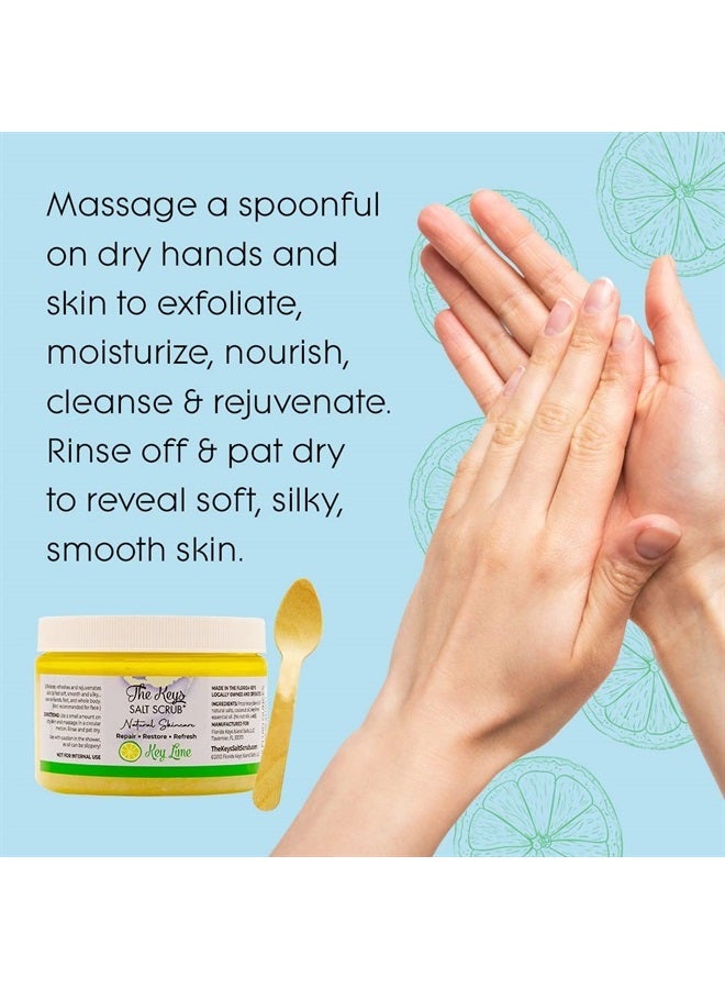the keys salt scrub The Keys body Scrub - Made with Pure Florida Sea Salt Organic Essential Oils & Nutrients - Exfoliating Body Scrub with Wooden Spoon, scrub for feet, hands, and body (Key Lime, 12 oz). - Image 3