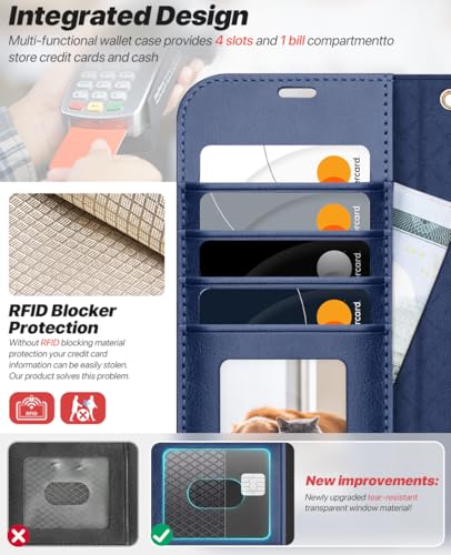 OCASE for iPhone 17 Pro Max Detachable Wallet Case with Card Holder, 2 in 1 PU Leather Flip Folio with RFID Blocking Stand Wrist Strap Shockproof Phone Cover 6.9 Inch 2025, Blue - Image 3