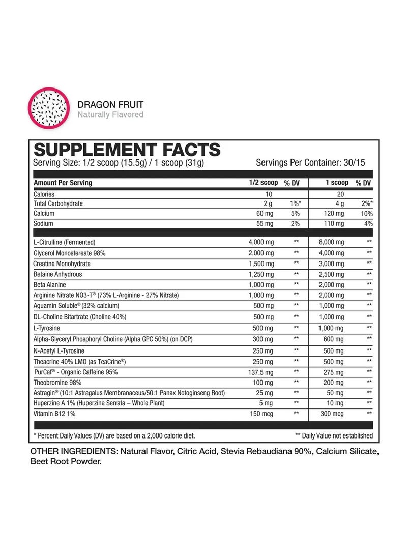 HD Muscle Ultra Pre workout Dragon Fruit 464g 30 Servings - Image 2
