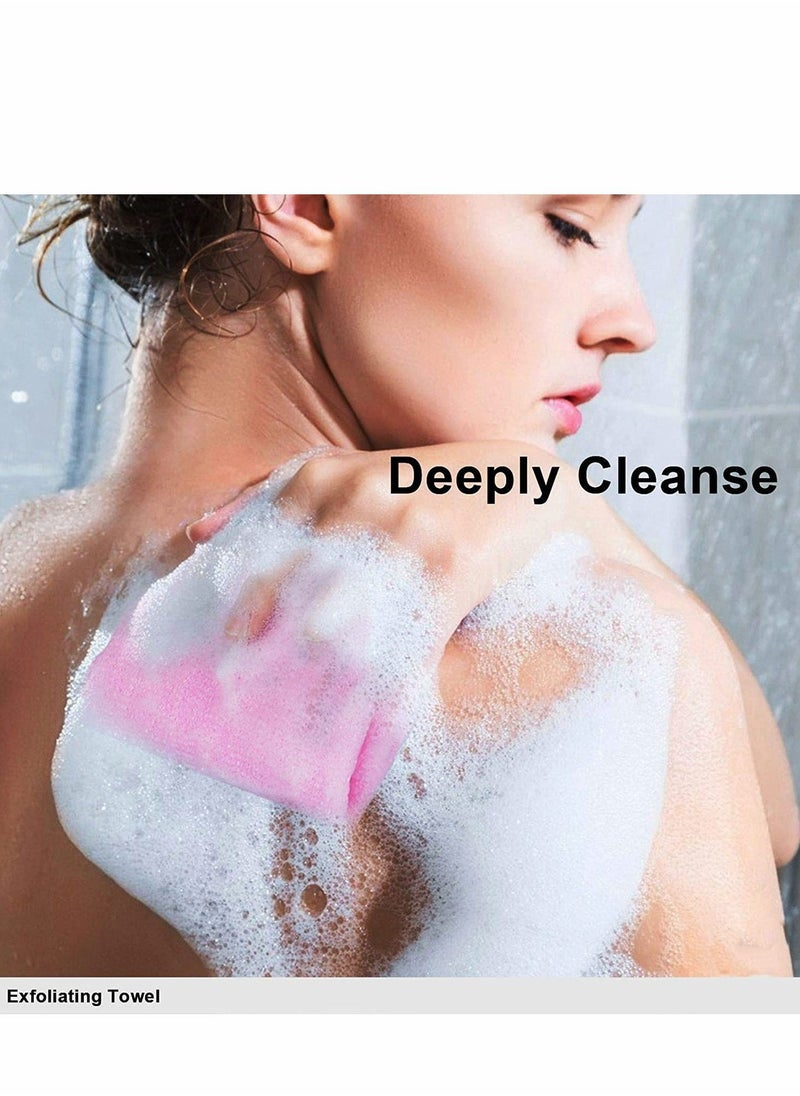 NIBEMINENT - Bath Washcloth, Exfoliating Washcloth Towel 4PCS, Nylon Beauty Skin Wash Sponge, Back Scrubber Washer for Shower, Body Scrub Rag Brush Loofah Exfoliator Exfoliation - Image 1