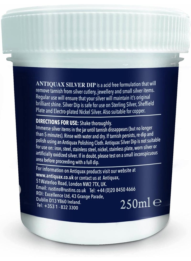 Antiquax Silver Dip 250ml – Instant Silver Cleaner, Acid-Free Tarnish Remover for Silver Cutlery & Jewellery, Safe for Sterling Silver & Silver Plate - Image 2