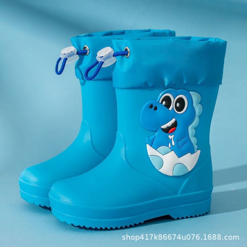 Children'S Drawstring Rain Boots Waterproof Children'S Cartoon Closed Student Water Shoes Boys And Girls Baby Children'S Rain Boots Non-Slip - Image 5