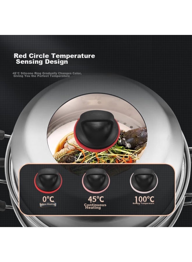 MAX COOK Maxcook Stainless Steel Steamer Pot, 32cm Three-layer Steamer And Soup Pot With Reinforced Bottom, High Lid, Suitable For Gas And Induction Stoves, Mcz047 - Image 2