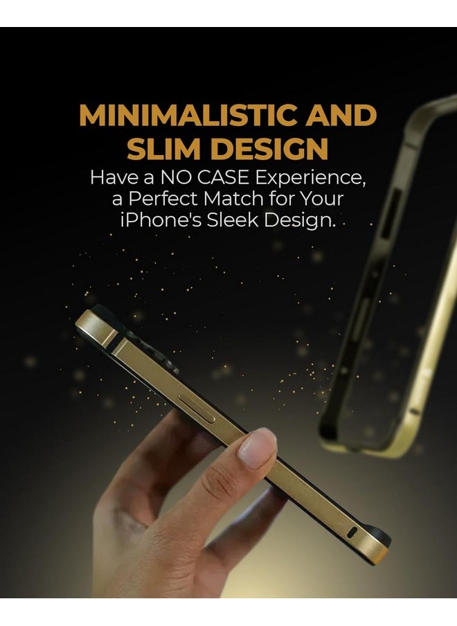 Raegr - RAEGR iPhone 15 Pro Max Case | Anodized Aluminum Bumper | Supports Mag-Safe Wireless Charging | Edge Armor Protective Minimal Case Designed for iPhone 15 Pro Max (6.7-Inch) (2023) - Gold RG10532 - Image 1