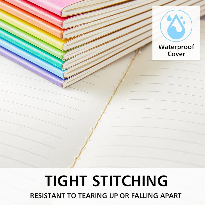 Feela 80 Pack Composition Notebooks Bulk, Kraft Cover Lined Blank College Ruled Composition Travel Journals with Rainbow Spines For Women Students Business, 60 Pages, 8.3”x 5.5”, A5, 8 Colors - Image 4