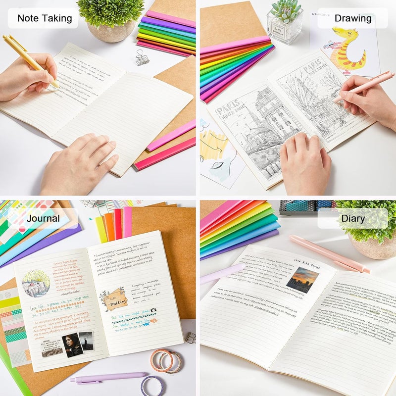 Feela 80 Pack Composition Notebooks Bulk, Kraft Cover Lined Blank College Ruled Composition Travel Journals with Rainbow Spines For Women Students Business, 60 Pages, 8.3”x 5.5”, A5, 8 Colors - Image 5