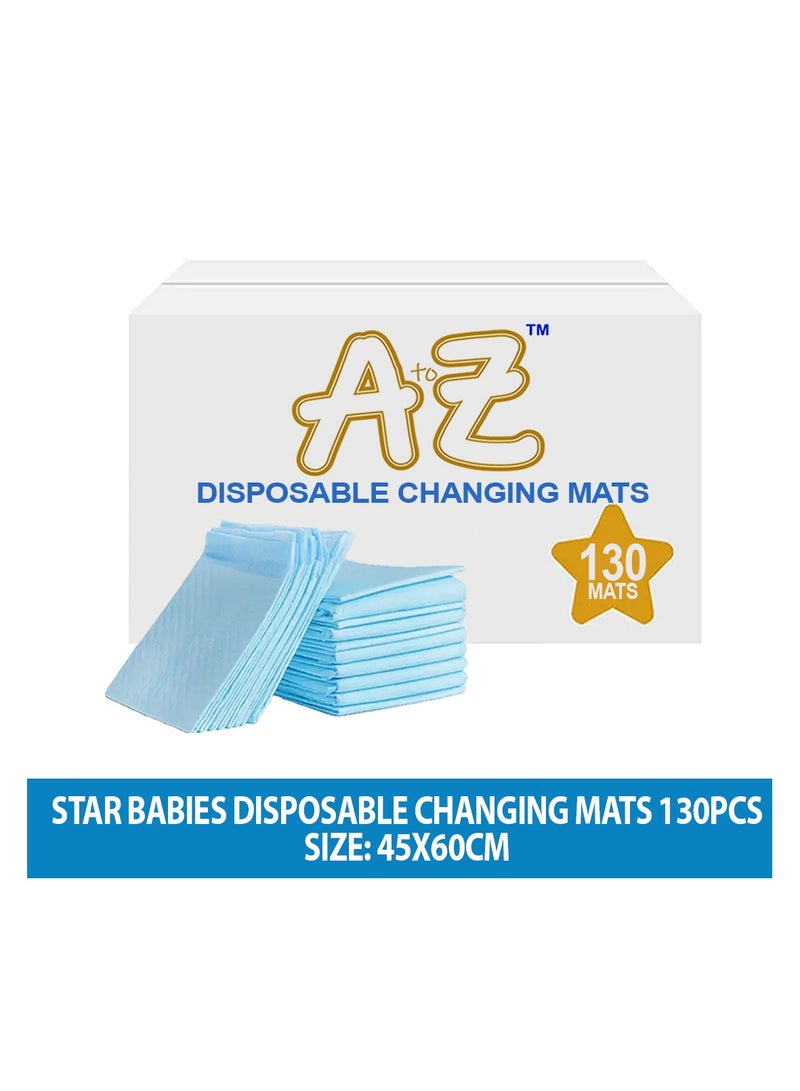 A to Z - Disposable Changing Mat size (45cm x 60cm) Large- Premium Quality for Baby Soft Ultra Absorbent Waterproof - Pack of 130 - Blue - Image 2
