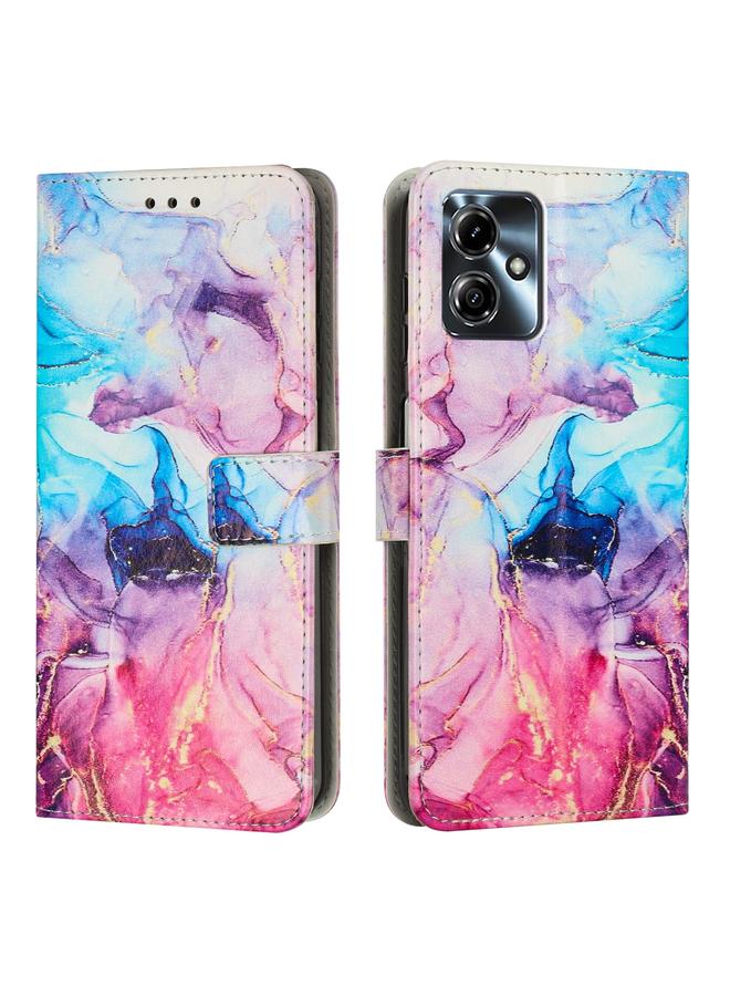 اس-توب جراب لهاتف Motorola Moto G14 4G / G54 Power، جراب جلدي بنمط رخامي مطلي - Image 1