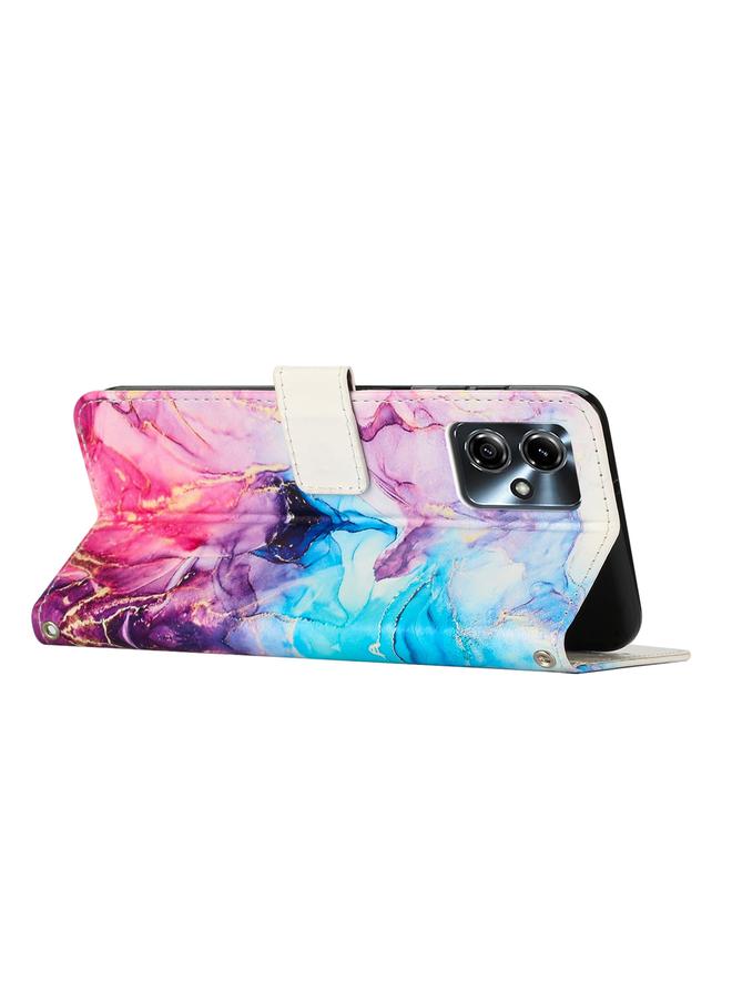 اس-توب جراب لهاتف Motorola Moto G14 4G / G54 Power، جراب جلدي بنمط رخامي مطلي - Image 3