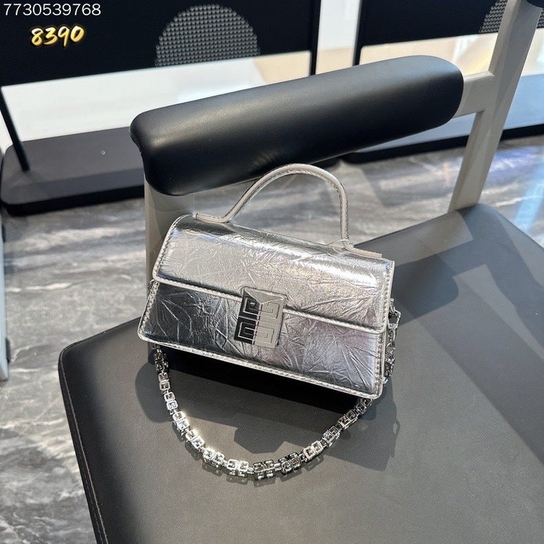 High-End Accessible Luxury Handheld Small Square Bag 2024 Korean Style Chain Armpit Bag Women'S Shoulder Crossbody Bag - Image 4