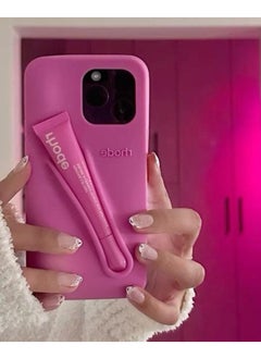 Silicone Lip Holder for Cell Phone, Lip Gloss Adhesive Sleeve for Phone, Lip Holder Stick-on Phone Case, Back Stick On Holder for iPhone 16 Pro Max （SHORTCAKE）