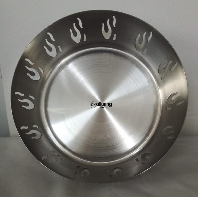 Alluring Homz Alluring Homz Stainless Steel Matt Finish Round BreadFruit Basket Silver Round Basket Fire Design for Serving Roti Chapati Naan Braead Fruits 19 Dia x 5 Height CM 1 Piece  - Image 2